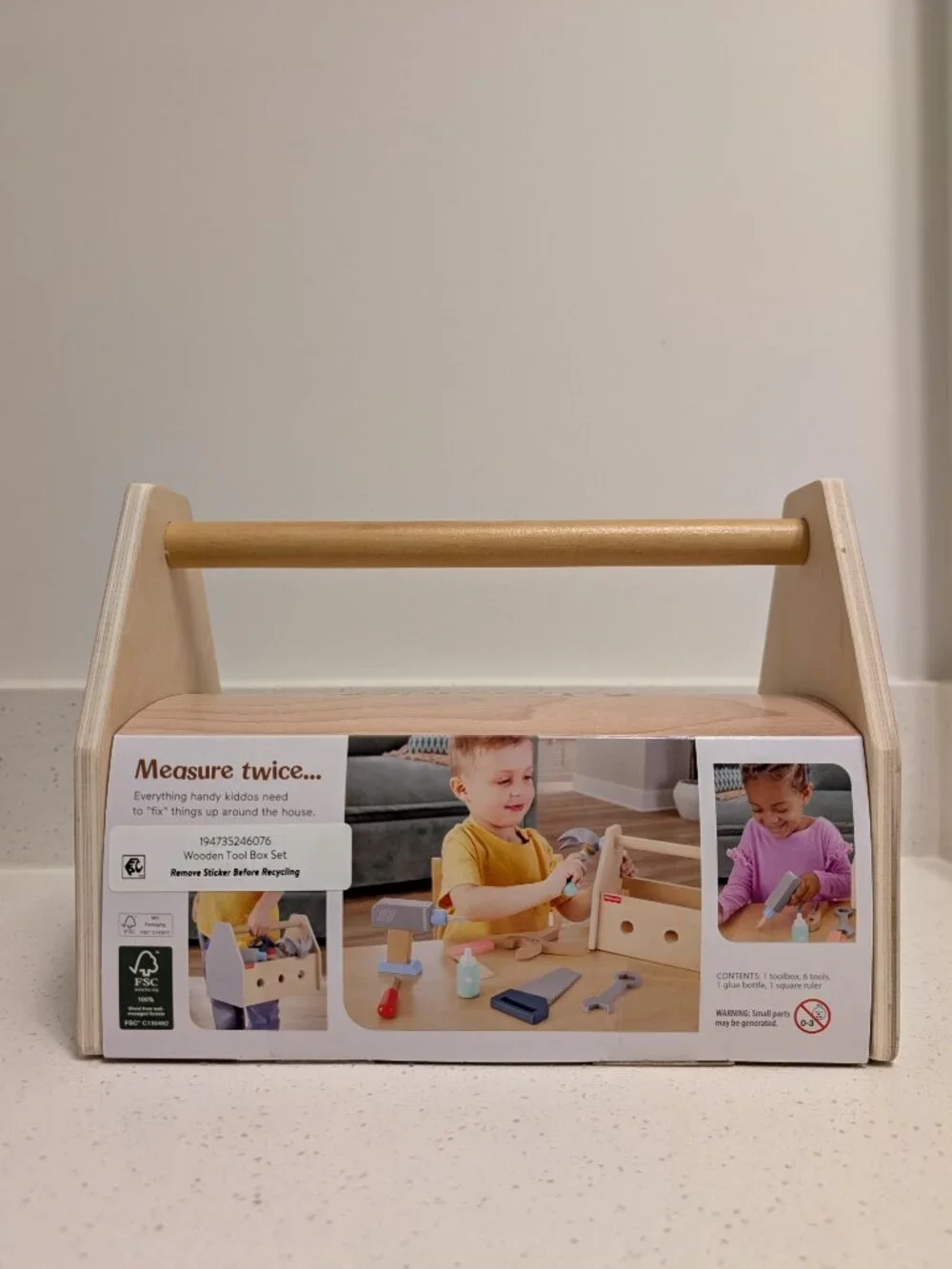 Fisher-Price Wooden Pretend Play Tool Box/Workbench Set, 9 Pieces